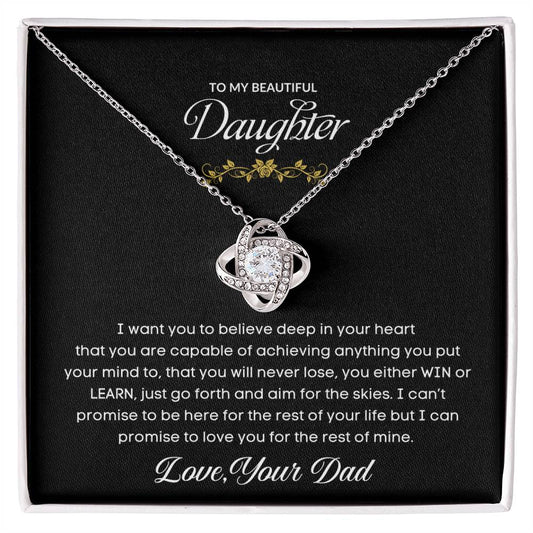 To My Beautiful Daughter | I Love You For The Rest Of Mine - Love Knot Necklace