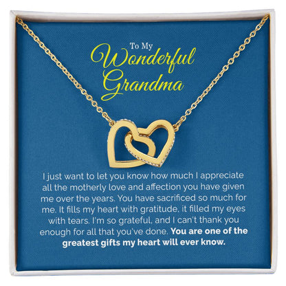 To My Wonderful Grandma | Interlocking Hearts necklace