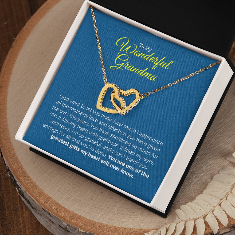 To My Wonderful Grandma | Interlocking Hearts necklace