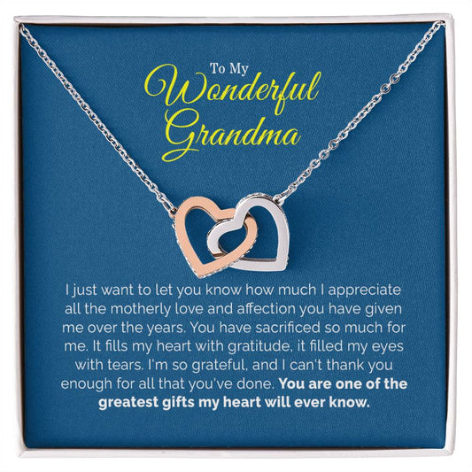 To My Wonderful Grandma | Interlocking Hearts necklace