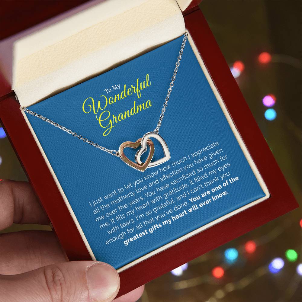 To My Wonderful Grandma | Interlocking Hearts necklace