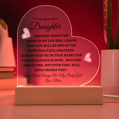 To My Beautiful Daughter - Printed Heart Acrylic Plaque